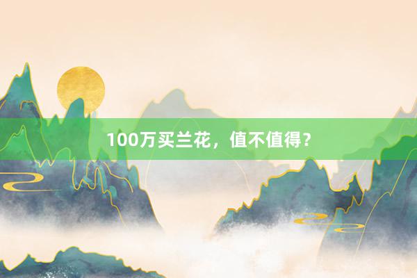 100万买兰花，值不值得？